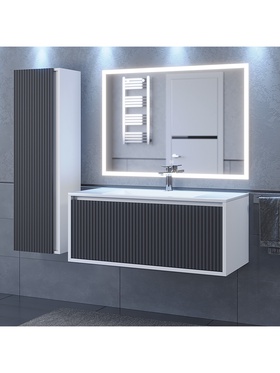 Тумба подвесная Uperwood, с раковиной Uperwood Next Premium подвесная, 100 см, 1 ящик, цвет белый/графит