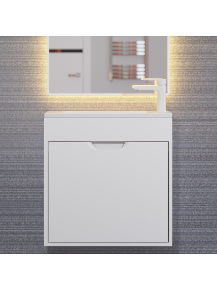 Тумба подвесная Uperwood, с раковиной Uperwood Modul 60 см, матовая, цвет белый