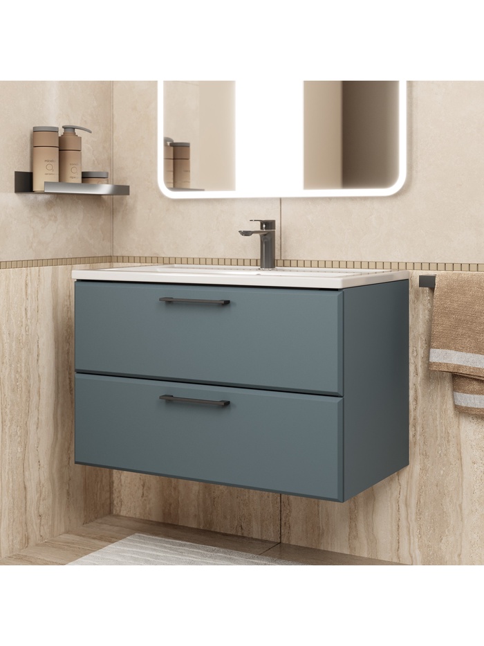 Тумба подвесная Uperwood, с раковиной Uperwood Foster New 80 см, цвет серый графит - Фото 1