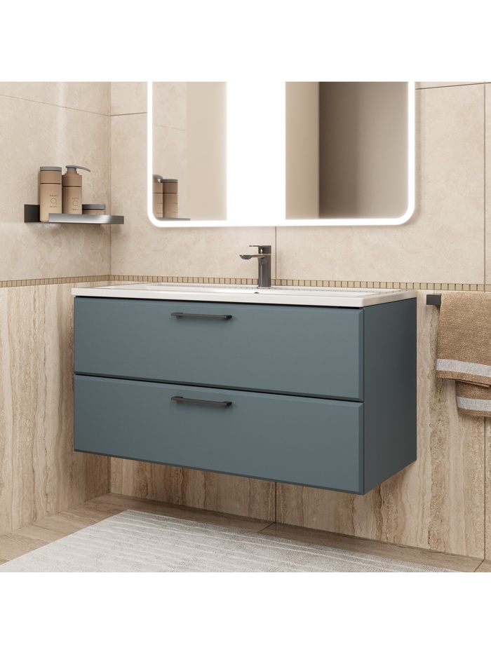 Тумба подвесная Uperwood, с раковиной Uperwood Foster New 100 см, цвет серый графит - Фото 1