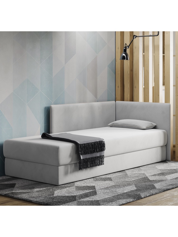 Кровать — тахта «Миа», правая, 1950×810 мм, велюр, цвет ультра смог/мадрид 982 - Фото 1