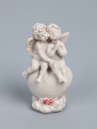 УЦЕНКА Статуэтка "Ангелочки на сердце" высота 15 см, эффект состаривания, слоновая кость - Фото 2