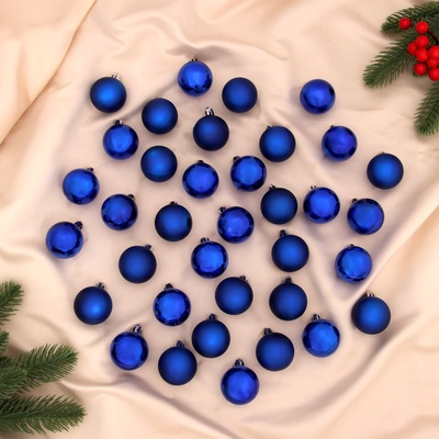 УЦЕНКА Набор шаров пластик d-4 см, 36 шт "Однотонный" синий