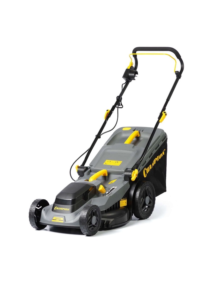 Газонокосилка электрическая CHAMPION EM4318, 1.8 кВт, тканевый травосборник 52 л, ширина 430 мм 30-75 мм, 12.9 кг
