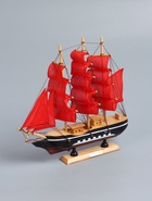 УЦЕНКА Корабль сувенирный средний «Флора», борта чёрные с белой полосой, паруса алые, 32х6,5х31 см 4 - Фото 2