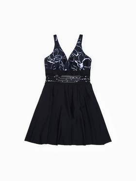 Купальник женский слитный MINAKU с юбкой, размер 48 (XL), чёрный