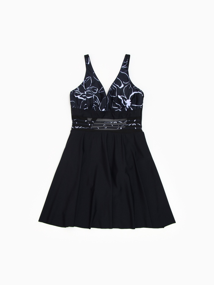 Купальник женский слитный MINAKU с юбкой, размер 50 (2XL), чёрный