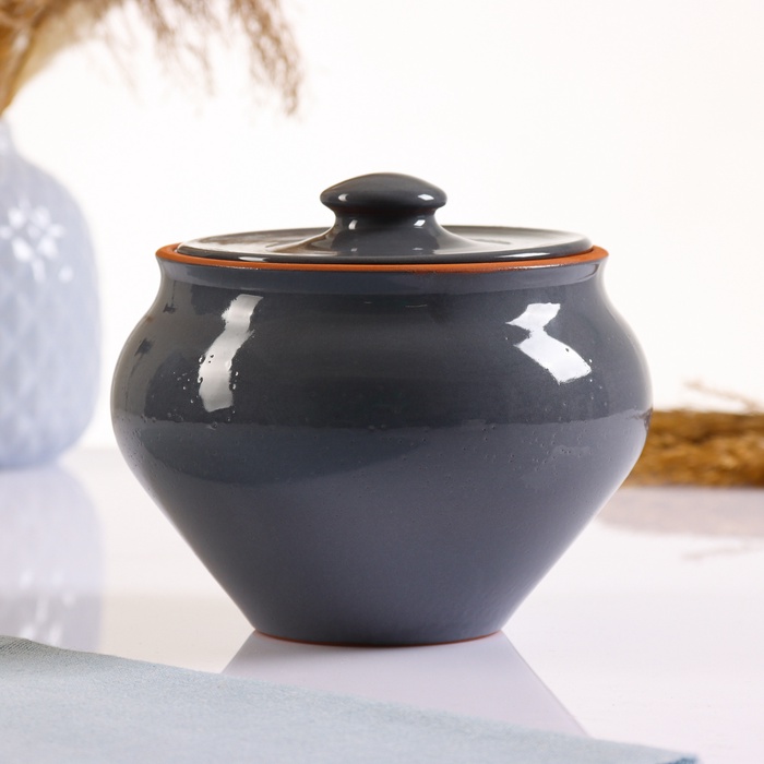 УЦЕНКА Горшочек под жаркое с крышкой «Вятский», 0.9 л, серый, нет крышки - Фото 1