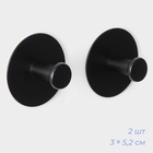 УЦЕНКА Набор металлических самоклеящихся крючков «Black Loft Grip», 2 шт., 3×5.2 см 11019889