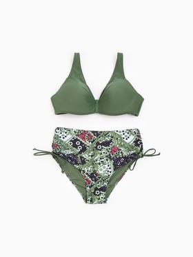 Купальник женский раздельный MINAKU, размер 50 (2XL), цвет хаки, бифлекс