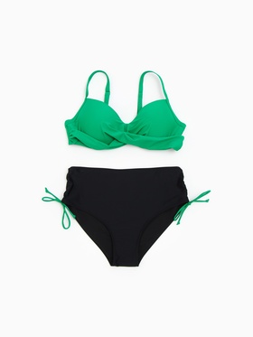 Купальник женский раздельный MINAKU, размер 54 (4XL), цвет чёрный, зелёный, бифлекс