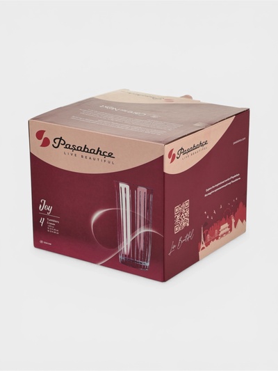 Стаканы Paşabahçe Joy, 475 мл, набор 4 шт., стекло, прозрачные