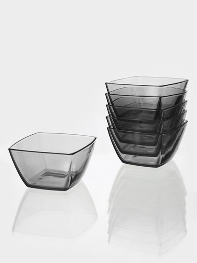 Набор салатников Paşabahçe Tokyu. Gray, 500 мл, d=12.5 см, 6 шт., стекло, чёрный