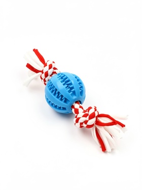 Игрушка для собак канатная «2 узла с мячом TPR», до 20 с, до 50 г