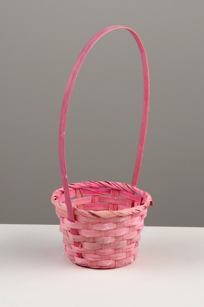 УЦЕНКА Корзина плетеная 13 х 13 х 9,5 см, ручка h=21 см, розовый