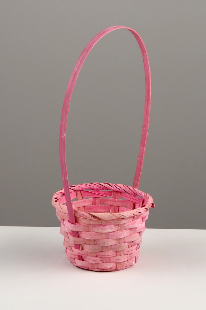 УЦЕНКА Корзина плетеная 13 х 13 х 9,5 см, ручка h=21 см, розовый - Фото 1