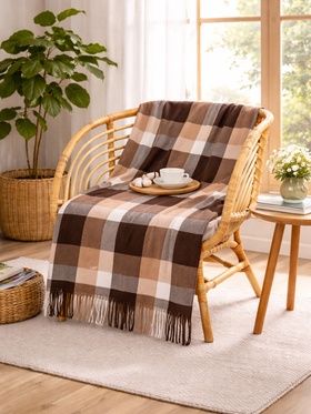 Плед VLADI home «Элис», размер 150×200 см, цвет белый, коричневый 11012276