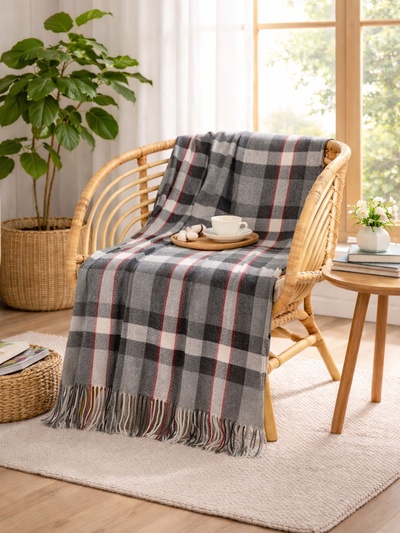 Плед VLADI home «Элис», размер 150×200 см, красный, белый, серый