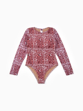 Купальник слитный женский SPF MINAKU, стрейч-сетка, размер 42 (S), принт жемчужный