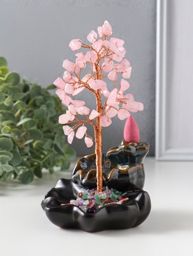 Подставка для благовоний «Карпы в фонтане у денежного дерева», 60 камней розовых, стелющийся дым, 7.5×9.5×16 см