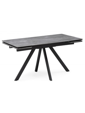 Стол кухонный керамический раздвижной «Вилли», 1400(2000)×800×750 мм, цвет серый мрамор / черный