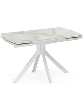 Стол кухонный керамический раздвижной «Катчел», 1200(1800)×800×770 мм, цвет золотой / белый