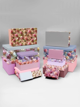 Набор подарочных коробок 15 в 1 «Влажные цветы», 12×7×4 см- 47×31×18 см