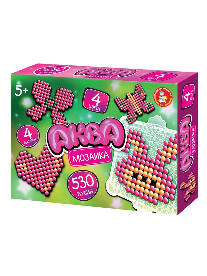 Аквамозаика «Бабочки, сердечки», 4 фигурки