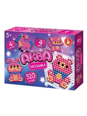 Аквамозаика «Розовые животные», 4 фигурки