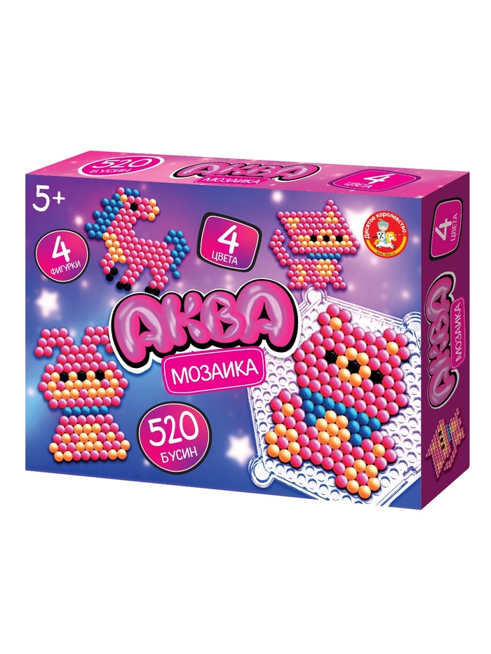 Аквамозаика «Розовые животные», 4 фигурки