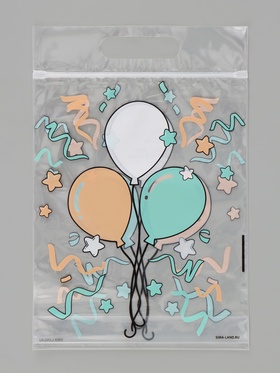 Пакет подарочный детский с zip замком «Шарики», 15×22 см