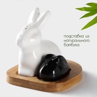 УЦЕНКА Набор для специй на дерев подставке 2 шт. «Bella Tenero Зайцы» солонка, перечница - Фото 2