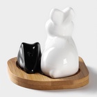 УЦЕНКА Набор для специй на дерев подставке 2 шт. «Bella Tenero Зайцы» солонка, перечница - Фото 3