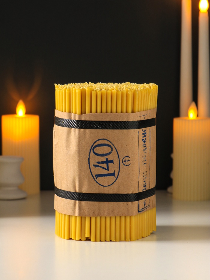 Свечи церковные медовые №140, упаковка 1 кг, парафин, медовое масло