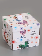 Коробка-сюрприз подарочная «Бабочки» нежно-розовая, с вылетающими бабочками, 15×14.8×12.5 см - фото 809621110