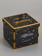 Коробка-сюрприз подарочная «Бабочки, С днём рождения» чёрная, с вылетающими бабочками, 15×14.8×12.5 см - фото 809621118