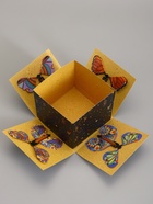 Коробка-сюрприз подарочная «Бабочки, С днём рождения» чёрная, с вылетающими бабочками, 15×14.8×12.5 см - фото 809621121