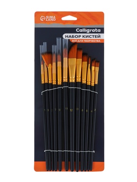 Набор кистей для рисования Calligrata, синтетика, 12 штук: № 1, 2, 3, 4, 5, 6, 7, 8, 9, 10, 11, 12