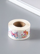 Наклейка бумага «Бабочки в цветах», d=2.5 см, 500 шт. в рулоне, 3×6.5×6.5 см - Фото 3