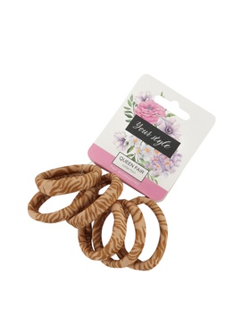 Резинки для волос «Спорт принт», набор 6 шт., полосы, 3.5 см, светло-коричневые