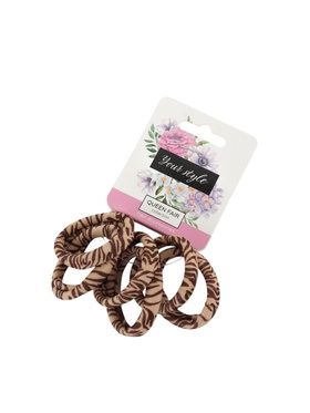 Резинки для волос «Спорт принт», набор 6 шт., полосы, 3.5 см, коричневые