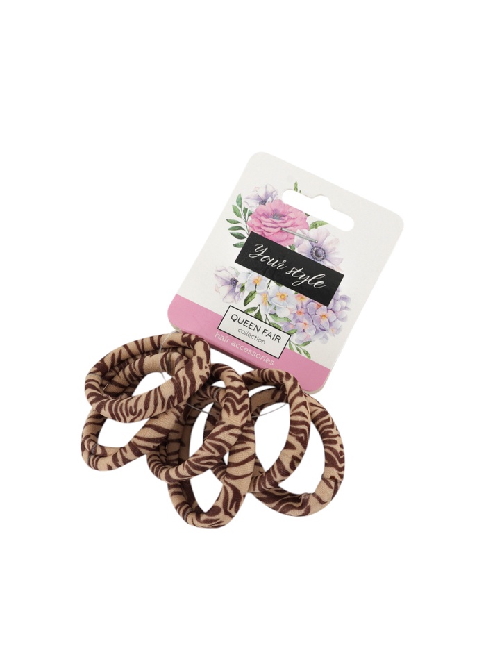 Резинки для волос «Спорт принт», набор 6 шт., полосы, 3.5 см, коричневые