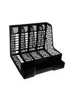 Лоток для бумаг Calligrata с отделениями для пишущих принадлежностей, вертикальный, 4 отделения, чёрный - Фото 1