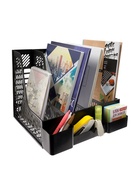 Лоток для бумаг Calligrata с отделениями для пишущих принадлежностей, вертикальный, 4 отделения, чёрный - Фото 7