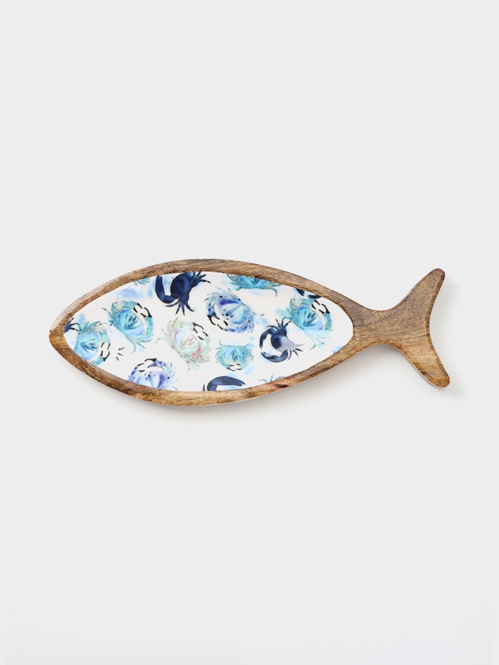 УЦЕНКА Блюдо в форме рыбки "Крабы" дерево манго 32х11,5х2 см - Фото 1