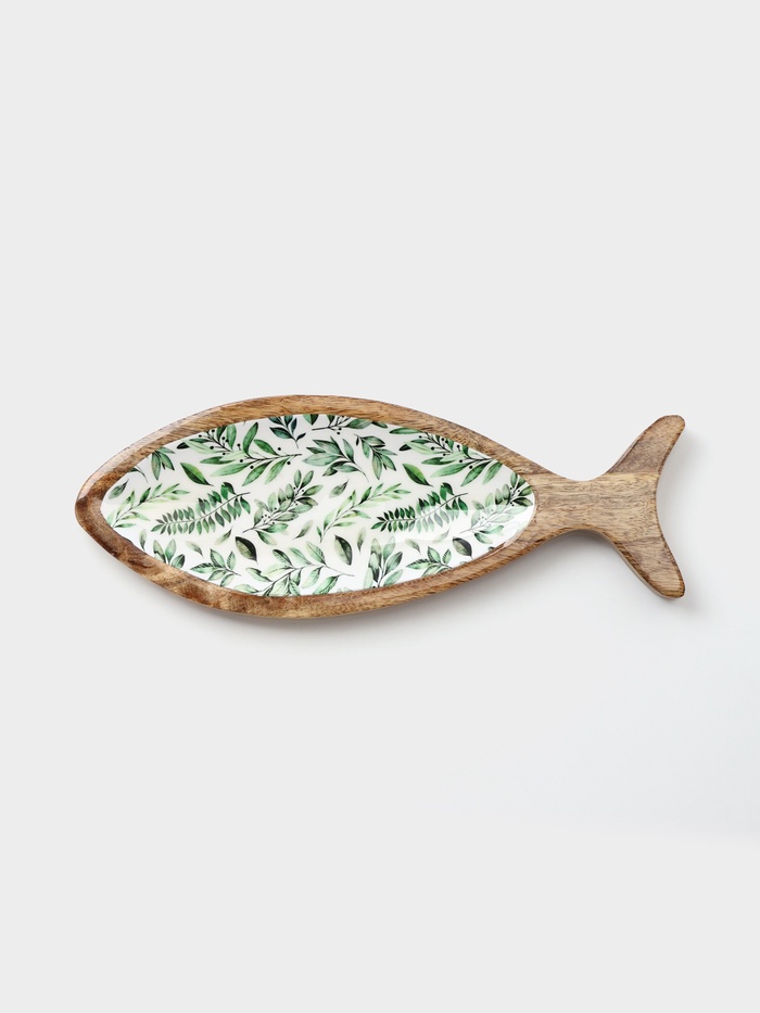УЦЕНКА Блюдо в форме рыбки "Оливковая ветвь" дерево манго 32х11,5х2 см - Фото 1