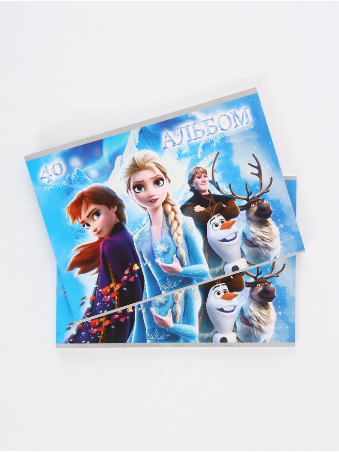 Альбом для рисования на скрепке, А4, 40 листов, 2 штуки, «Холодное сердце» - Фото 1