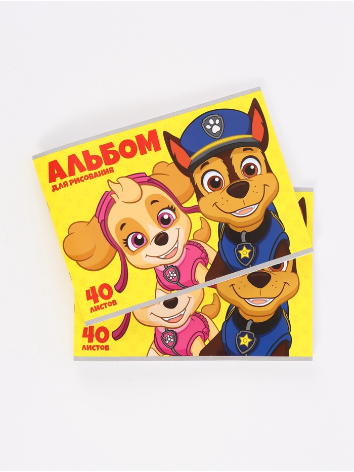 Альбом для рисования на скрепке, А4, 40 листов, 2 штуки, «Щенячий патруль» - Фото 1