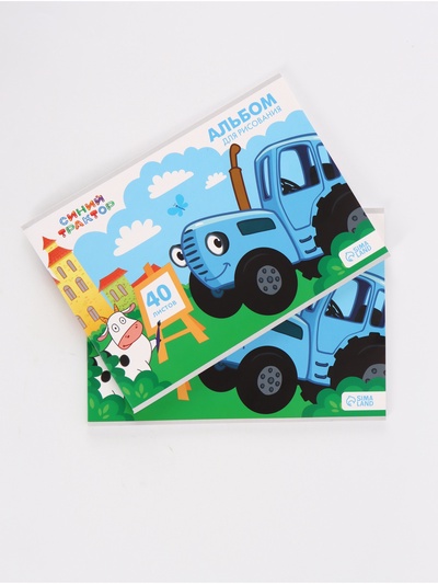 Альбом для рисования на скрепке, А4, 40 листов, 2 штуки, «Синий трактор»
