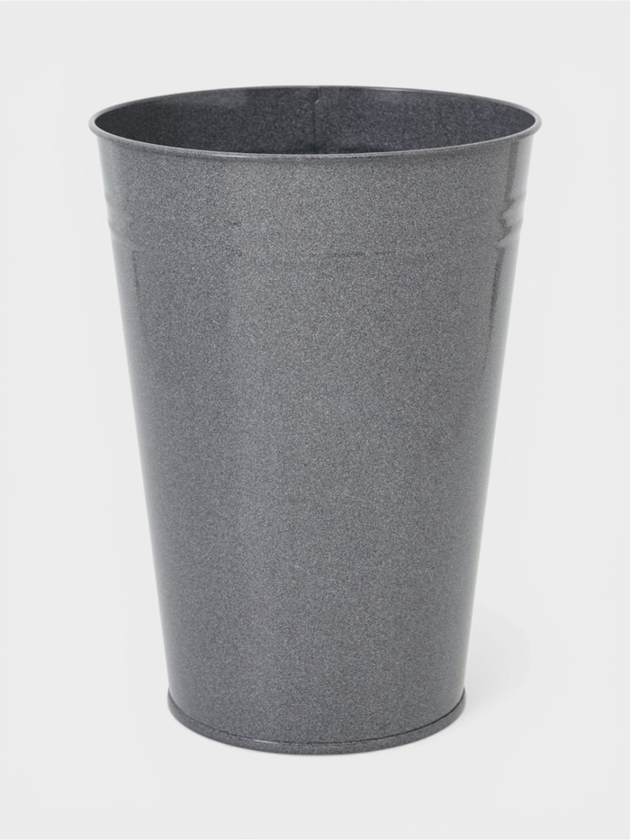 Вазон без ручек, 7 л, h=30 см, нержавеющая сталь, графитовый